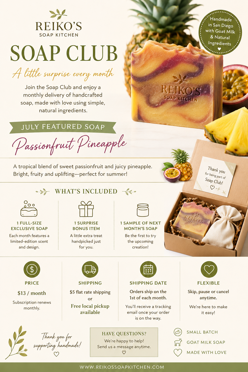 🧼 Reiko's Soap Club - Monthly Subscription